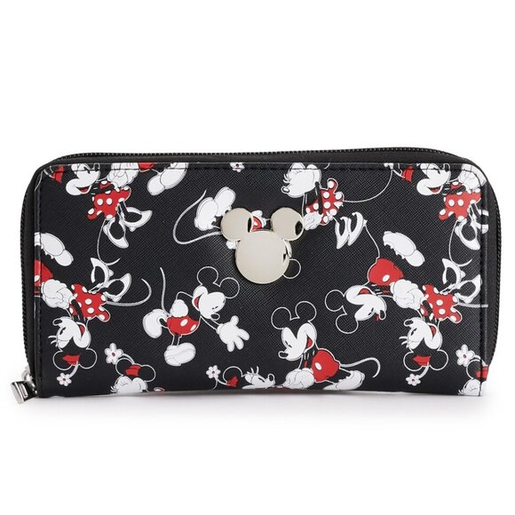 Disney Minnie Mouse and Mickey Mouse Dancing Wallet - Womens Zip Around Wallet - Picture 1 of 6